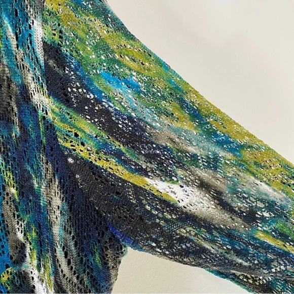 Clientele Watercolor Lace Overlay Frilly Blouse Size M - Picture 5 of 14